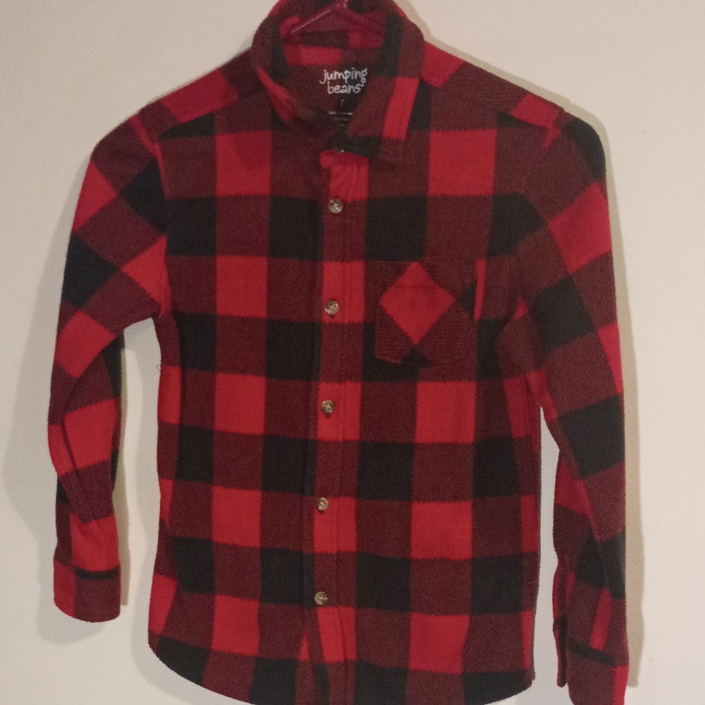 Jumping Beans Kids Red and Black Checkered Plaid Shirt Size 7